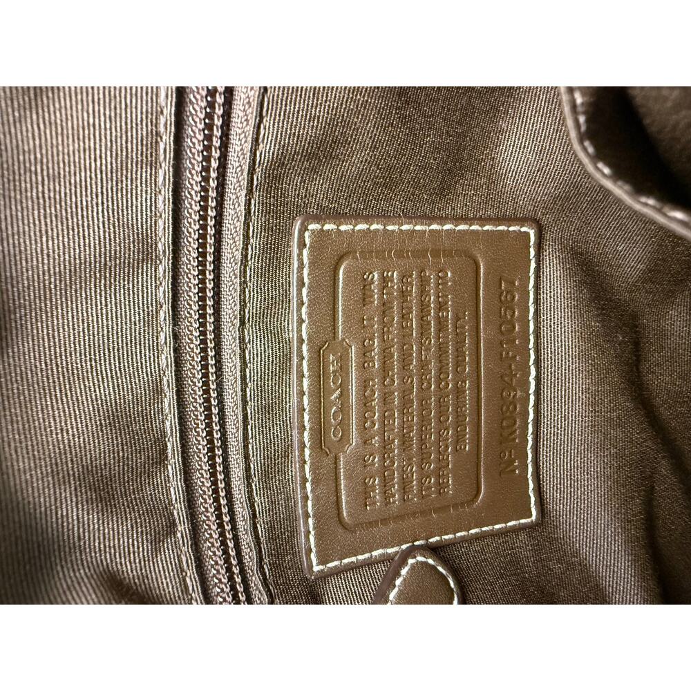 Coach Signature Canvas Shoulder Bag – Khaki/Tan | Turn-Lock Flap - Picture 9 of 9
